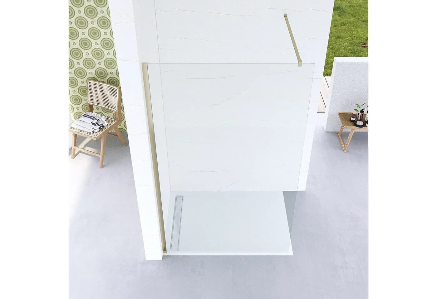 AQUALAVOS Duschwand Walk-in Glas 8mm ESG Gold Nano-Beschichtung