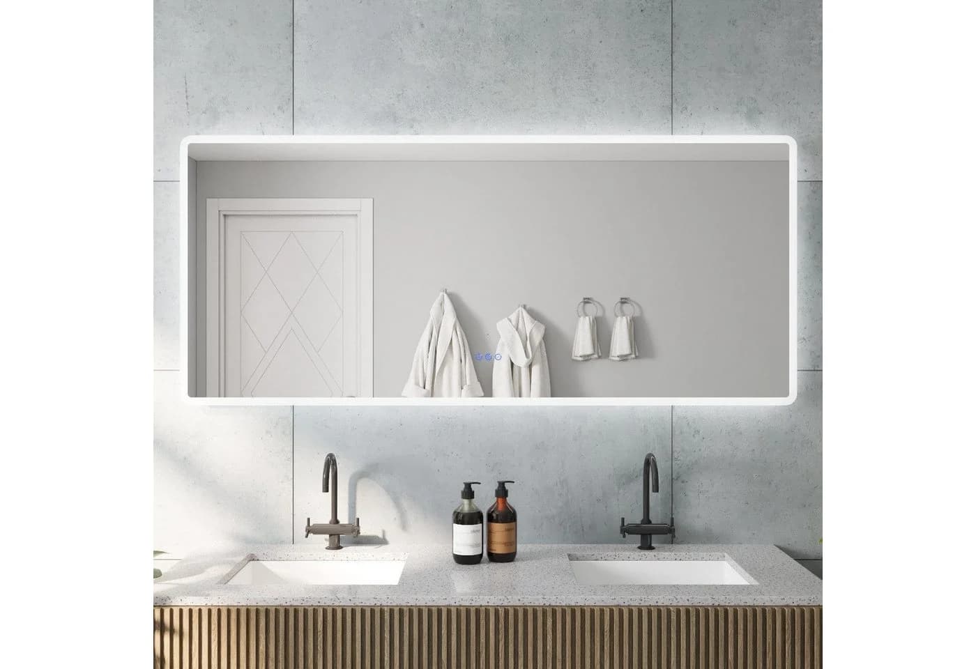 AQUALAVOS Badspiegel LED-Beleuchtung Touchschalter 160x70 cm - Bild 2