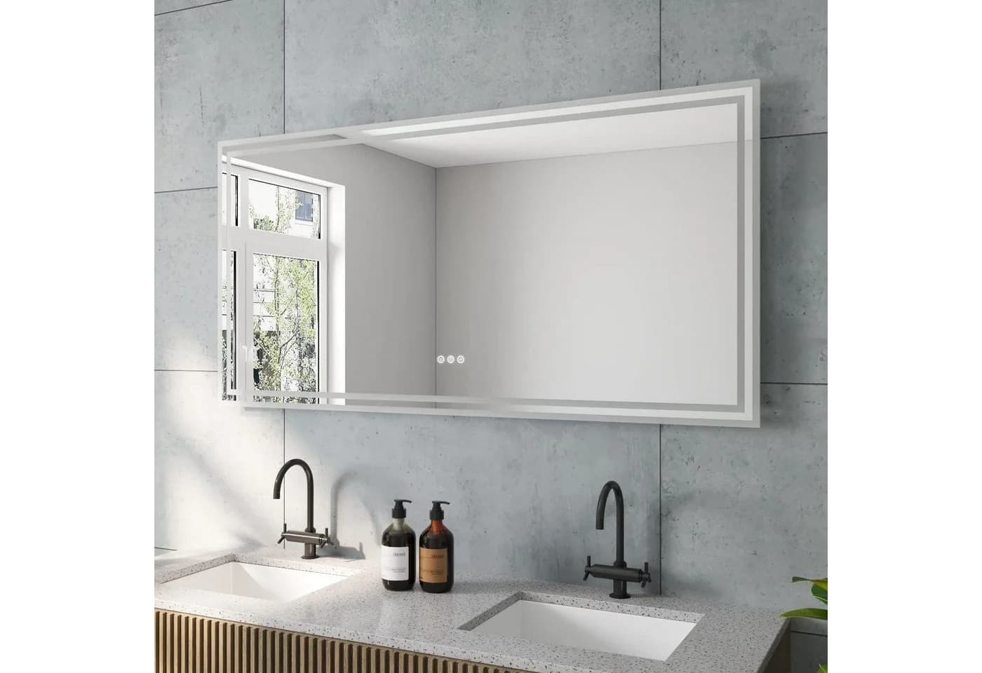 AQUALAVOS LED-Badspiegel mit Beleuchtung und Anti-Beschlag - Bild 3