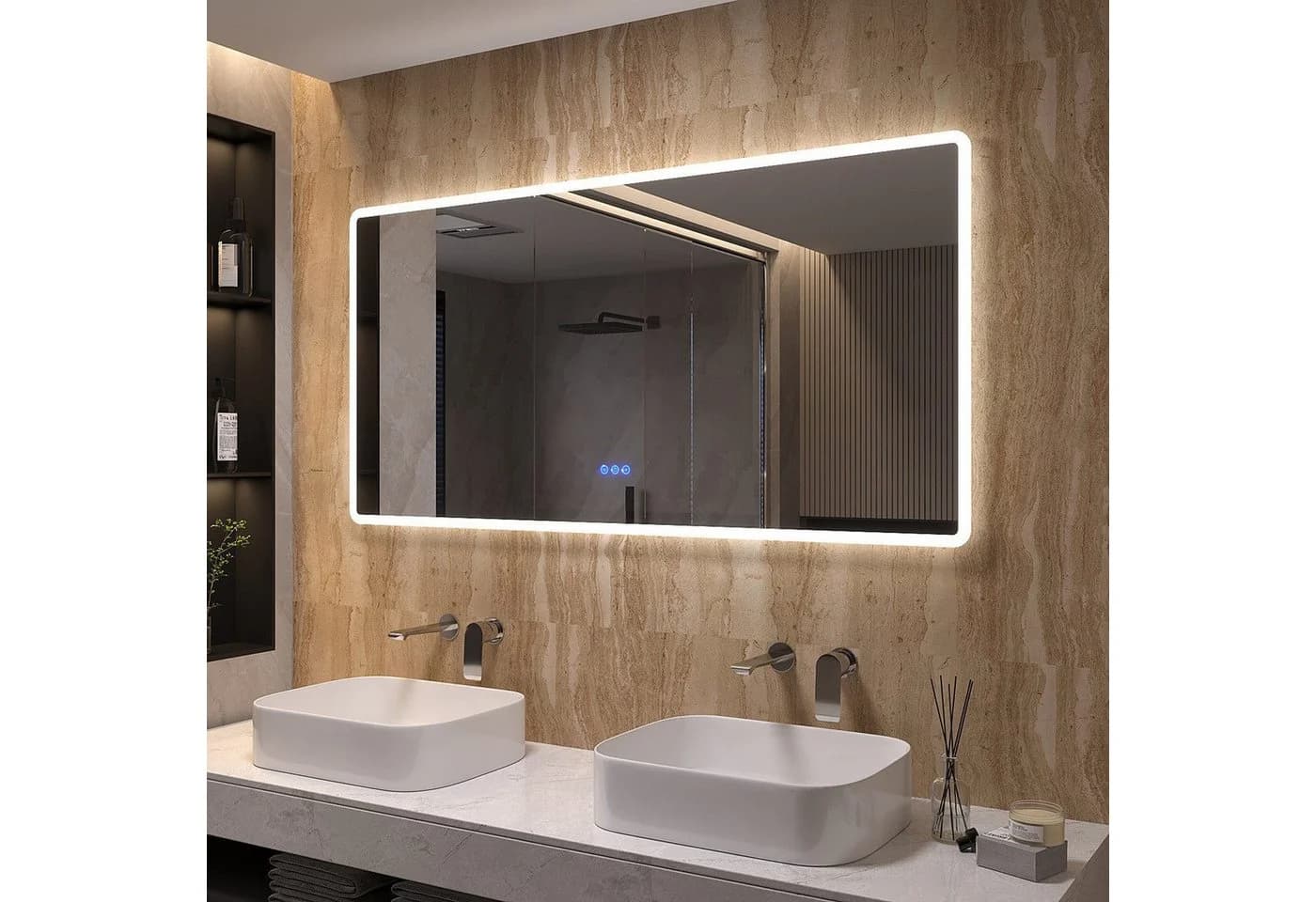 AQUALAVOS Badspiegel LED Beleuchtung Dimmbar Beschlagfrei - Bild 2