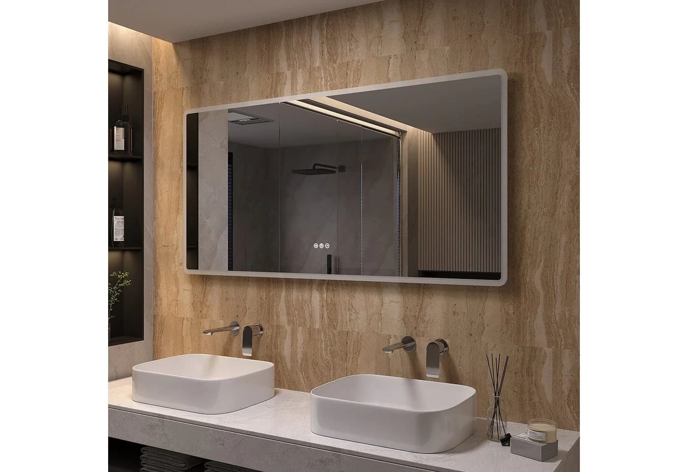 AQUALAVOS Badspiegel LED Beleuchtung Dimmbar Beschlagfrei - Bild 3