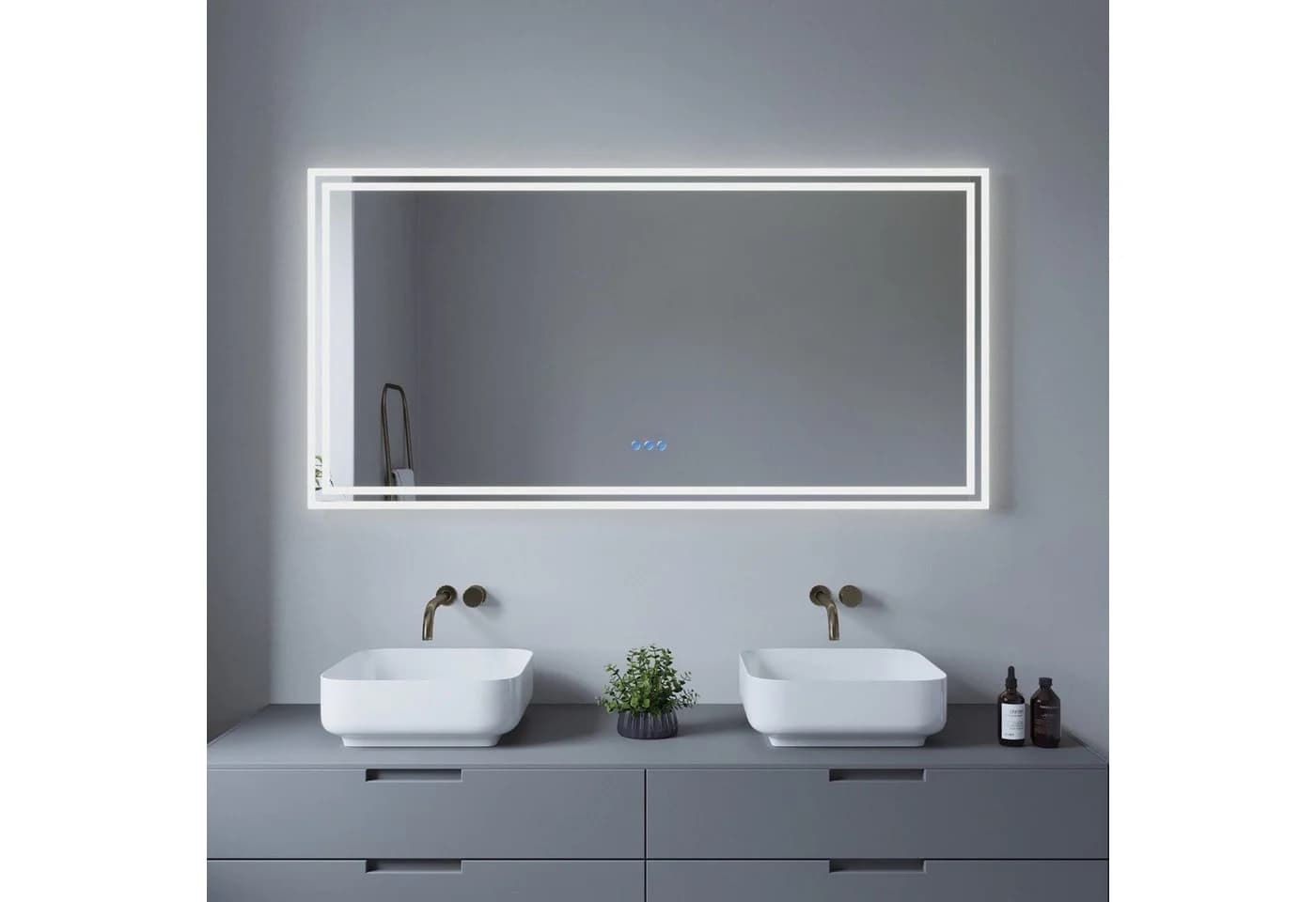 AQUALAVOS LED Badspiegel 140x70 cm mit Beleuchtung & Anti-Beschlag - Bild 2