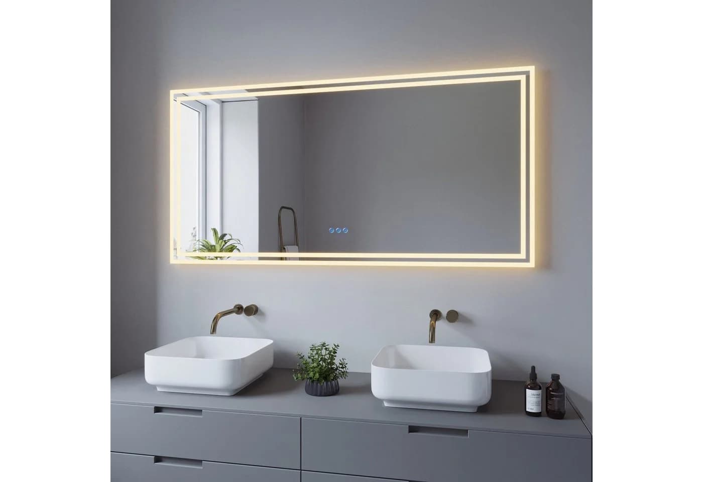 AQUALAVOS LED Badspiegel 140x70 cm mit Beleuchtung & Anti-Beschlag - Bild 3