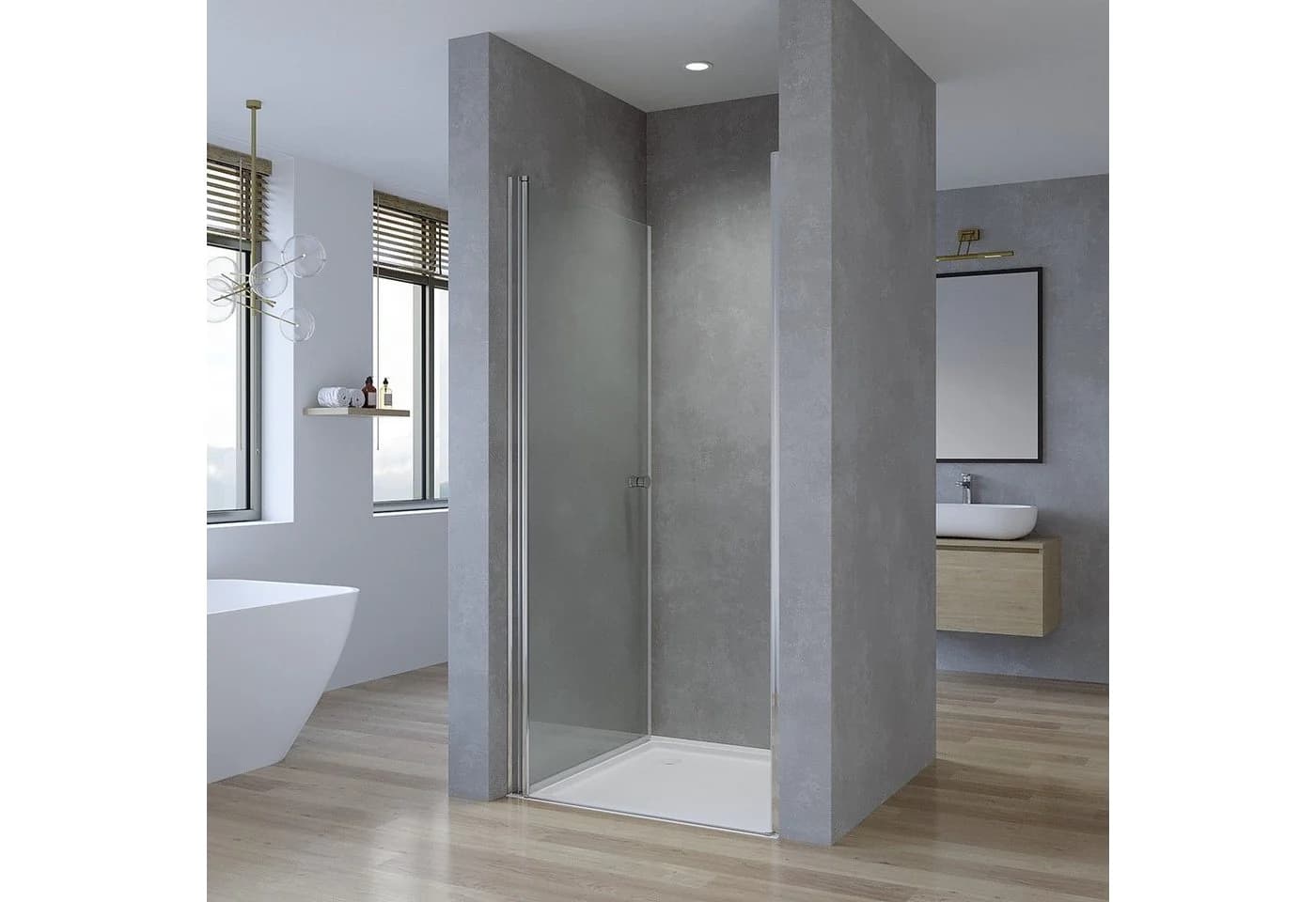 AQUALAVOS Dusch-Drehtür Nischentür Glas 5mm ESG Chrom - Bild 3