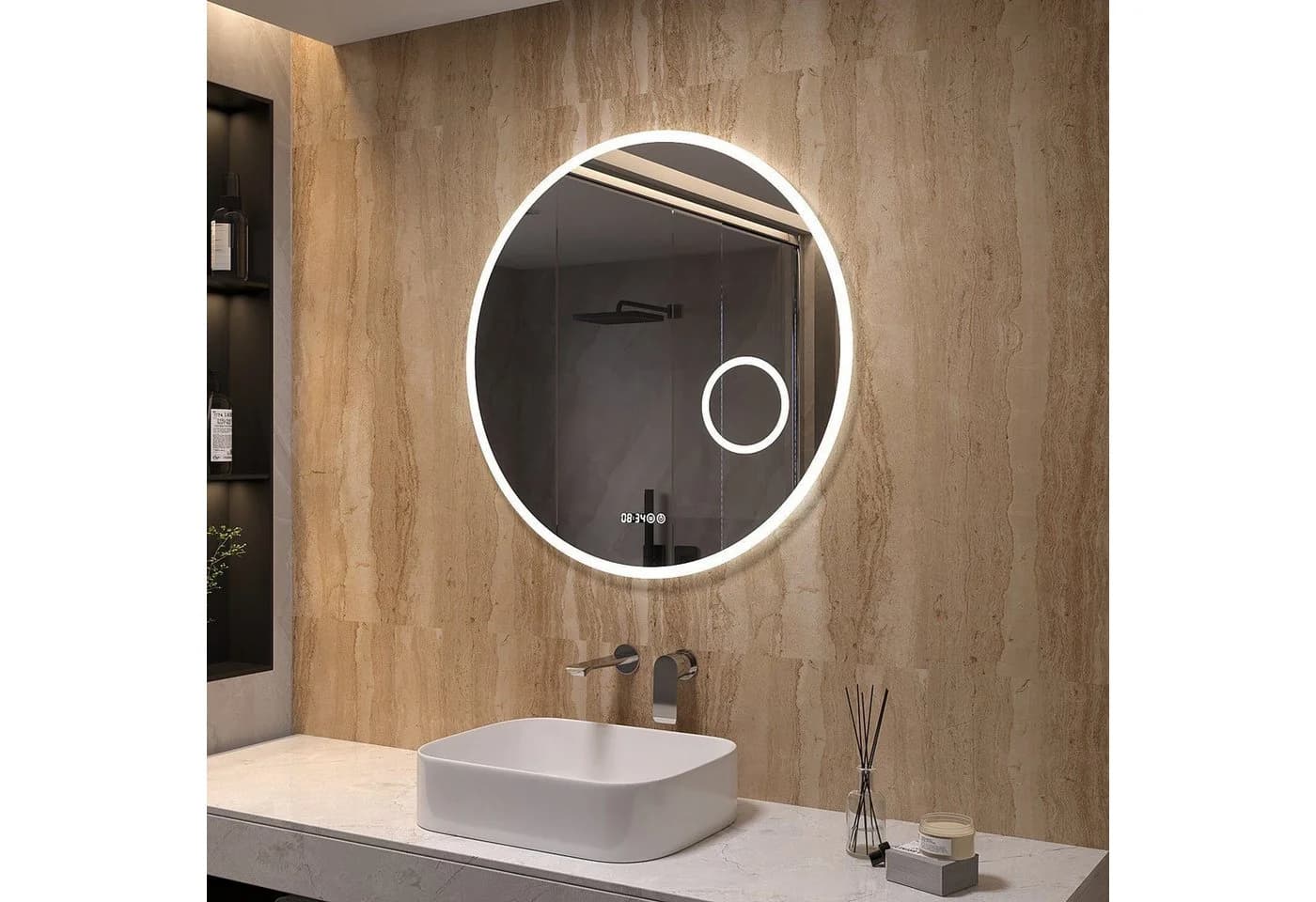 AQUALAVOS Badspiegel Rund 80cm mit LED Beleuchtung und Anti-Beschlag - Bild 2
