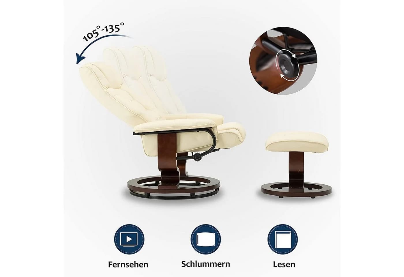 MCombo Relaxsessel mit Hocker TV-Sessel 9019 mit Relaxfunktion - Bild 4