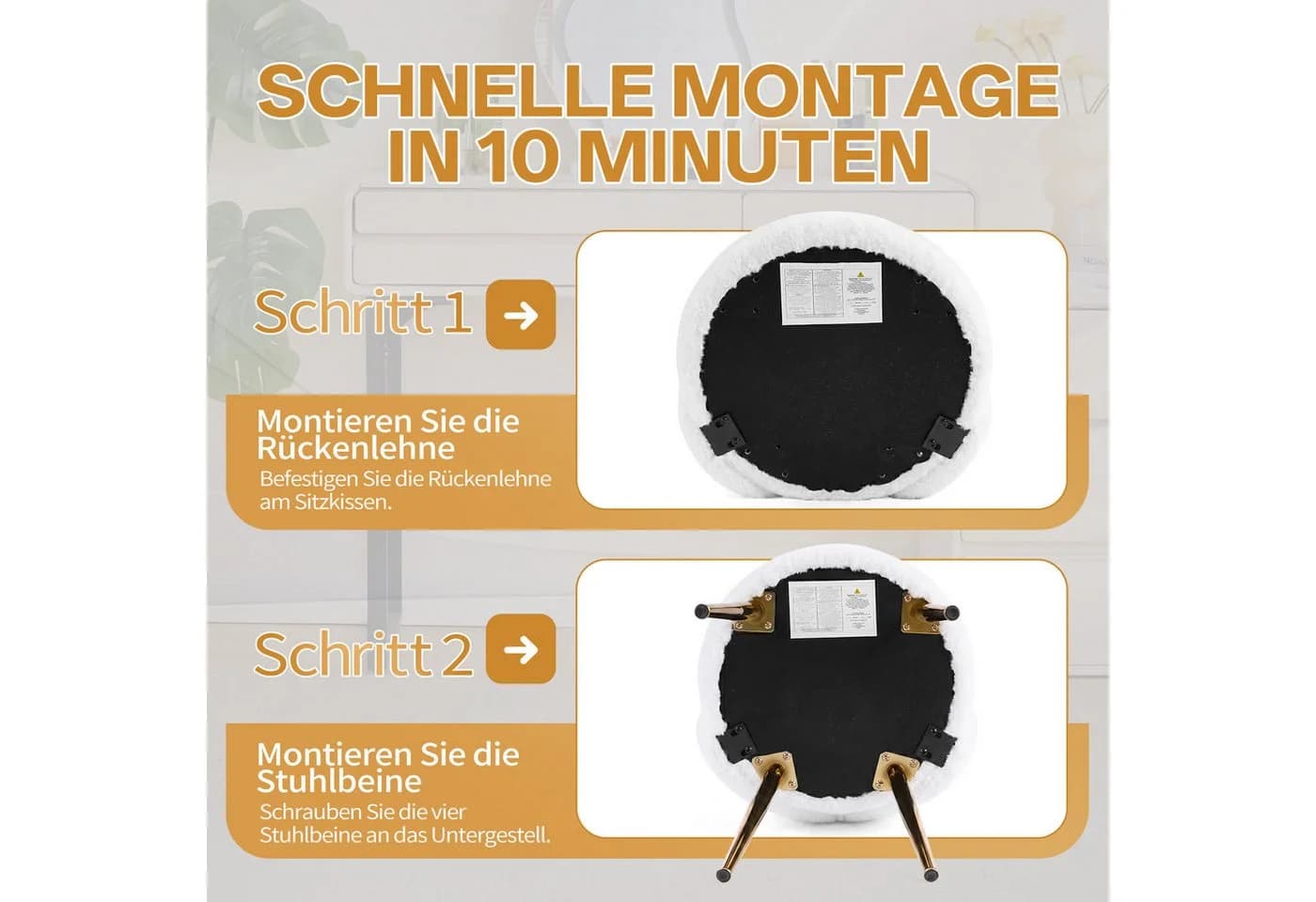 LEADZM Kinderstuhl mit Metallfüßen und Lendenkissen Schleifenform Design Weiß - Bild 4