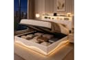 Simurq Polsterbett 140x200 cm Beige Samt mit LED und USB-C Bild 2