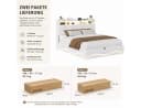 Simurq Polsterbett 140x200 cm Beige Samt mit LED und USB-C Bild 3