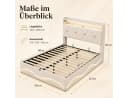 Simurq Polsterbett 140x200 cm Beige Samt mit LED und USB-C Bild 4