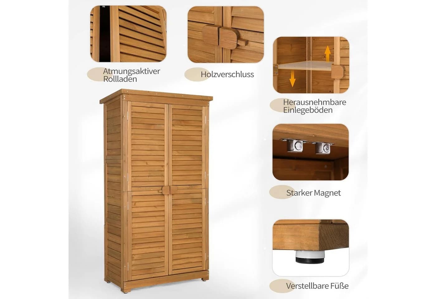 LALAHO Geräteschrank Outdoor Holz Gelb - Bild 3