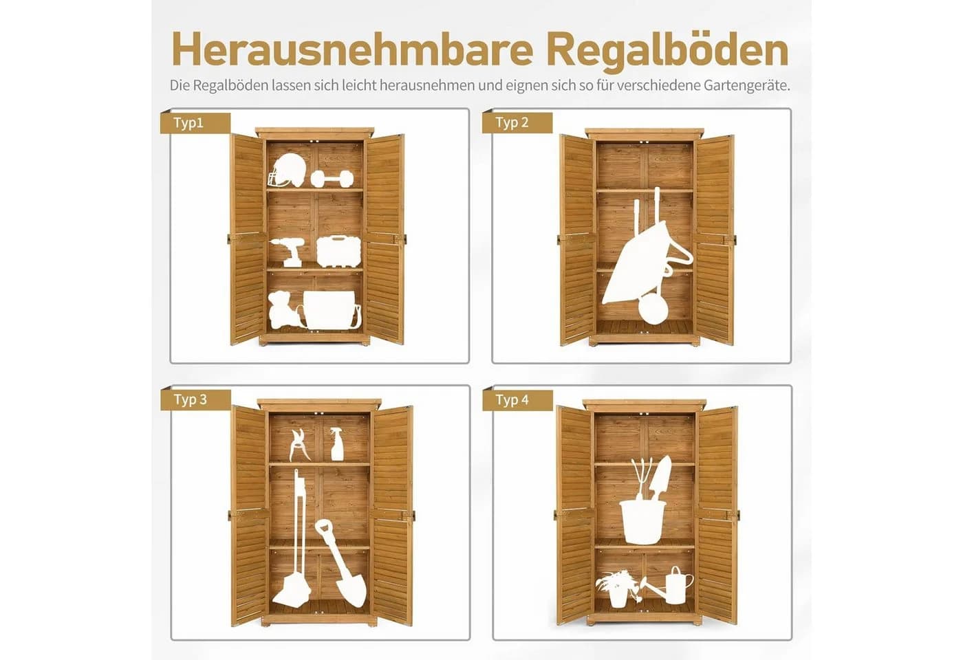LALAHO Geräteschrank Outdoor Holz Gelb - Bild 4