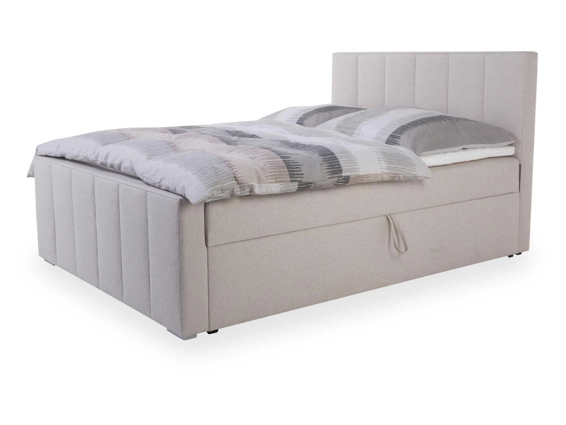 Boxbett HARPER MUNCIE Beige Stoff mit Bettkästen