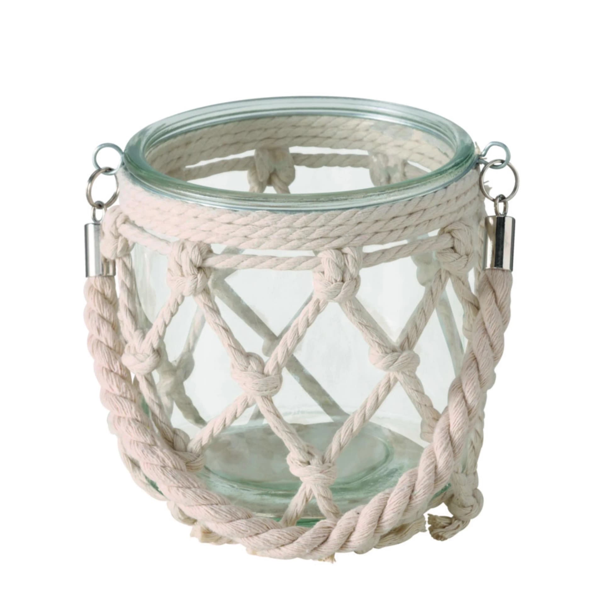 Windlicht NETTY Beige Baumwolle & Glas