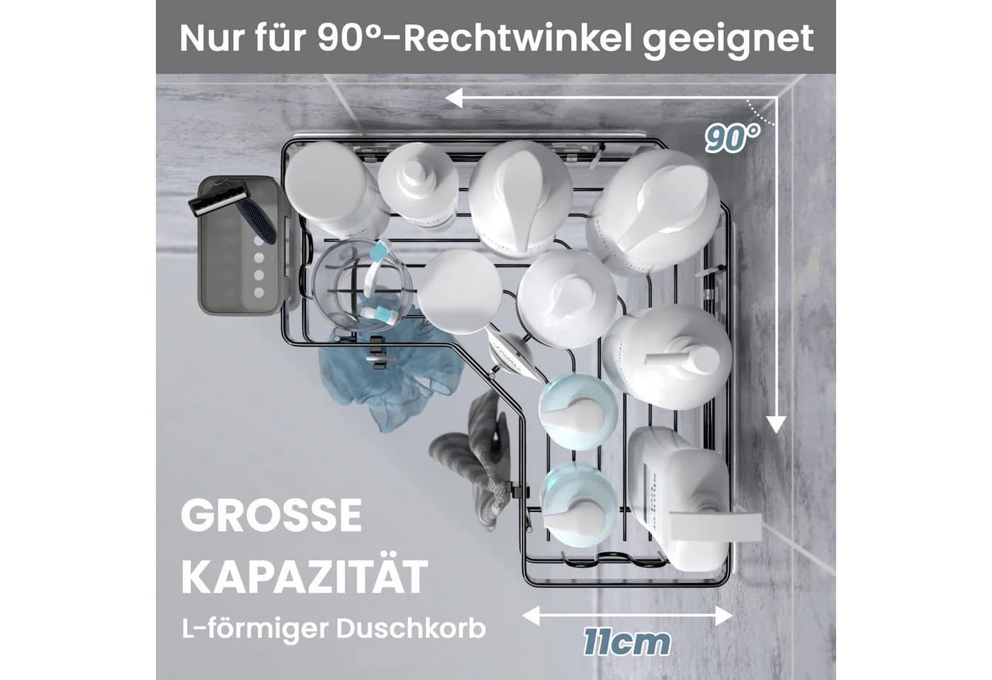 Fine Life Pro Duschablage Schwarz 2-tlg. Ohne Bohren - Bild 3