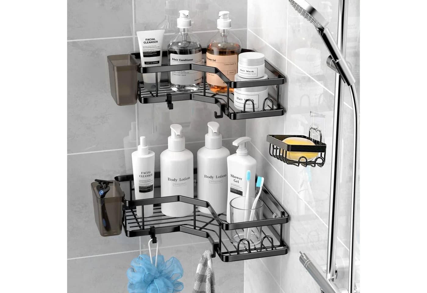 Fine Life Pro Duschablage Schwarz 2-tlg. Ohne Bohren - Bild 4