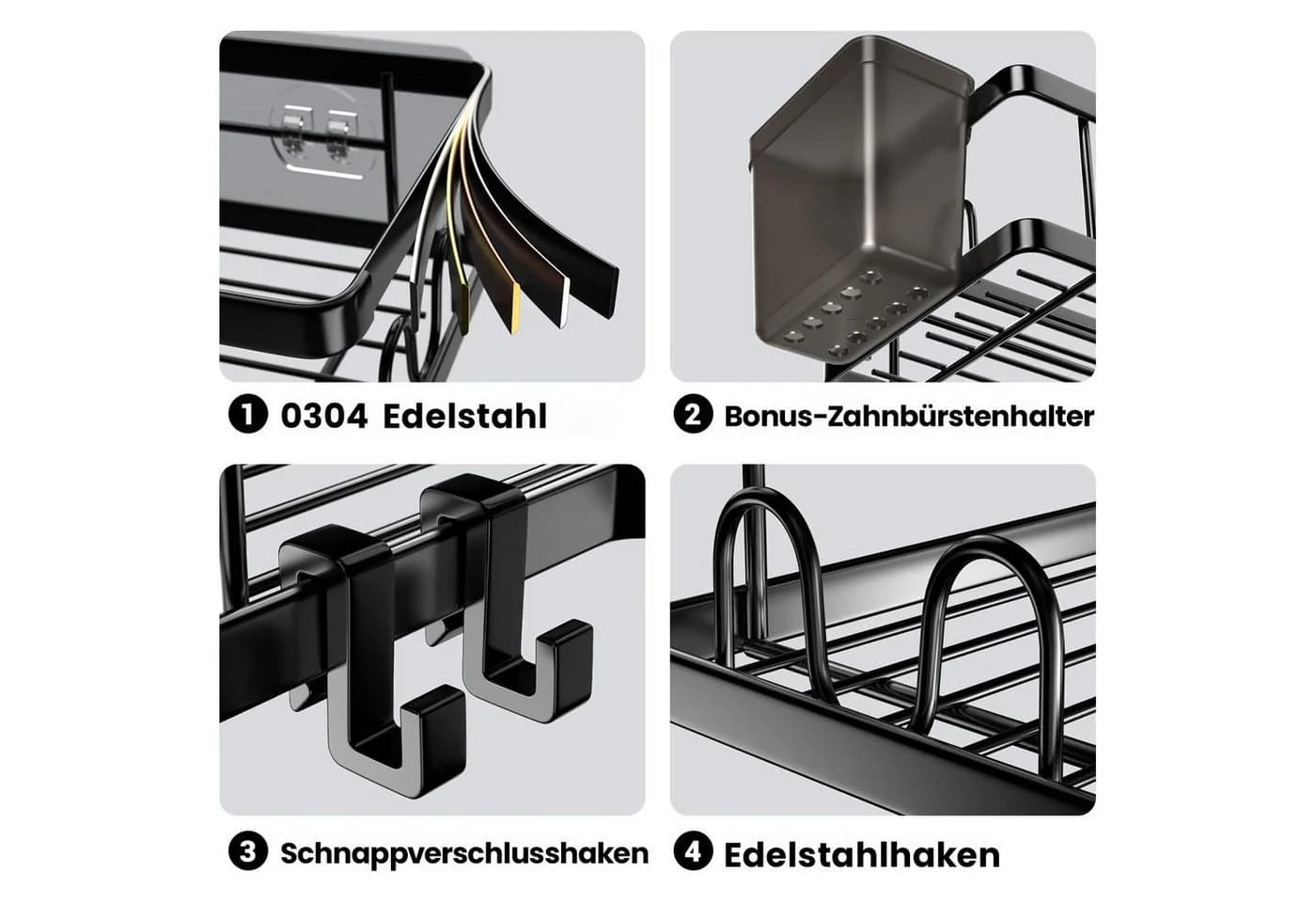 Fine Life Pro Duschablage Schwarz 2-tlg. Ohne Bohren - Bild 5