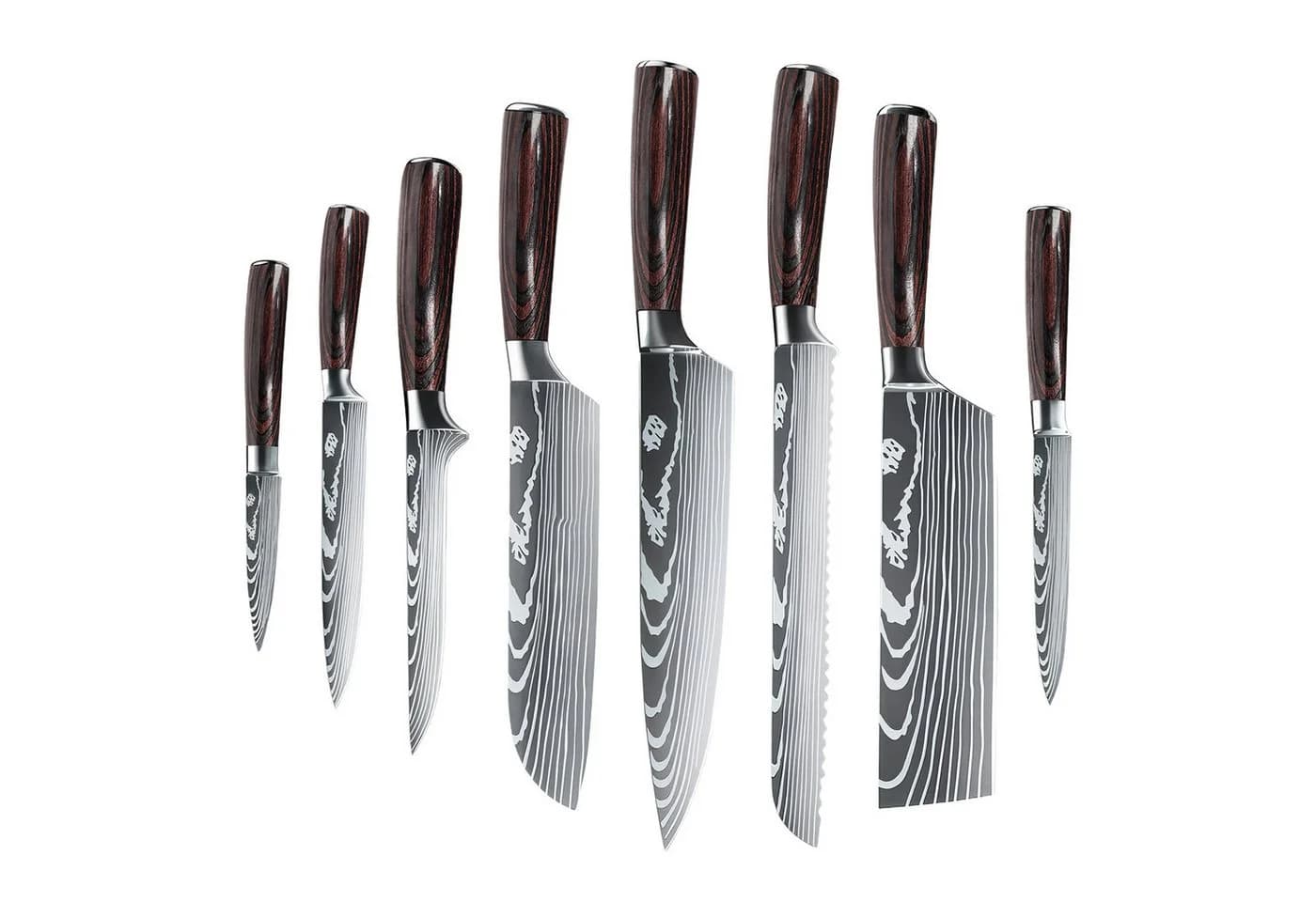 Fine Life Pro Messer-Set 10-tlg. Asiatisches Edelstahl Messerset mit Box Braun - Bild 2
