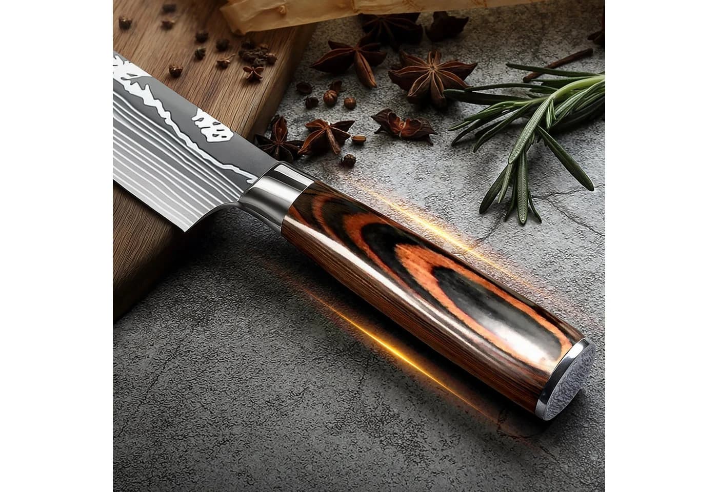 Fine Life Pro Messer-Set 10-tlg. Asiatisches Edelstahl Messerset mit Box Braun - Bild 5