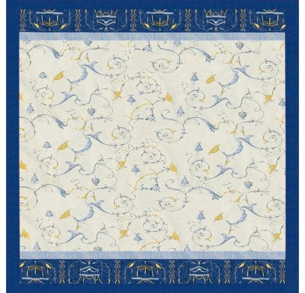 Bassetti Plaid Oplontis V9 270 x 250 cm Beige/Blau 100% Baumwolle