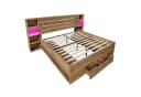 Rutaqian Stauraumbett Eiche mit LED, USB C & Schubladen Bild 5