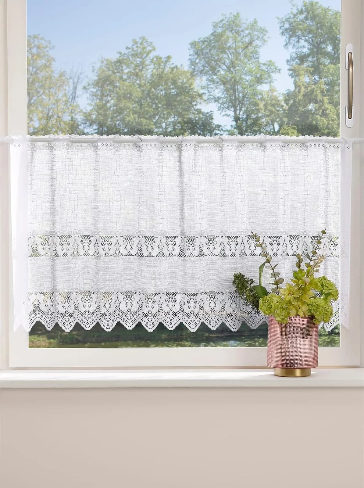Baur Scheibengardine Weiß Schmetterlingsmotiv Polyester