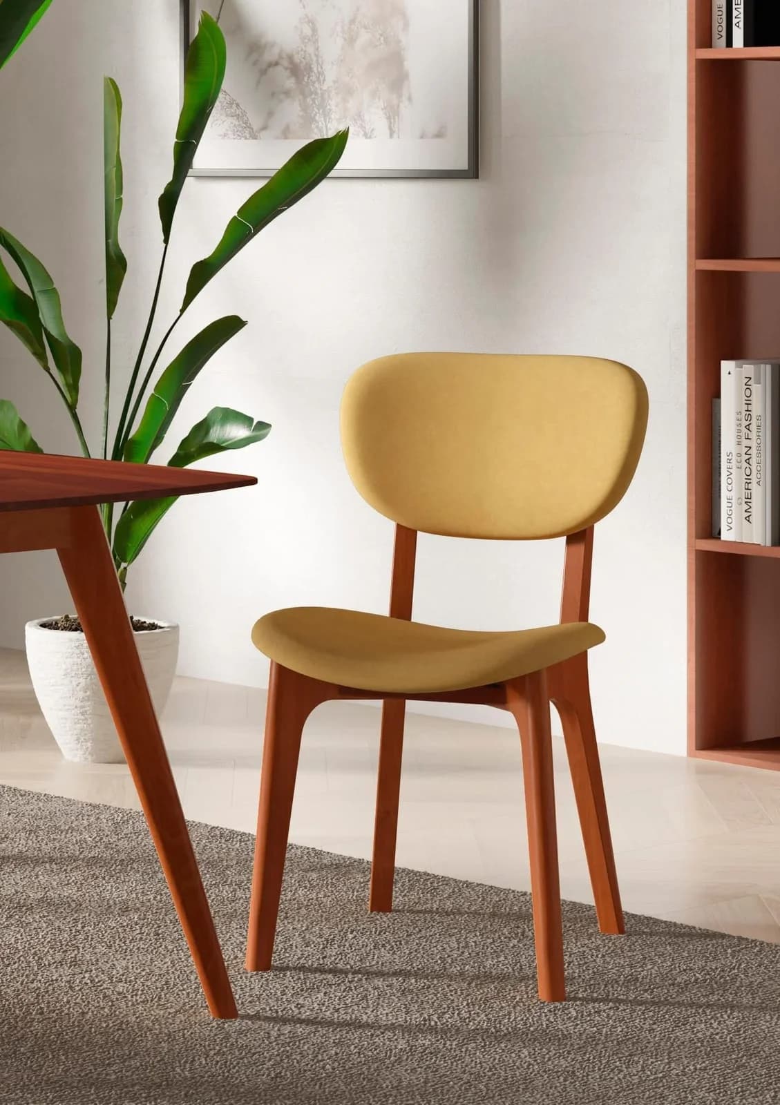 HOME AFFAIRE COZY Stuhl Gelb Kirsch Massivholz