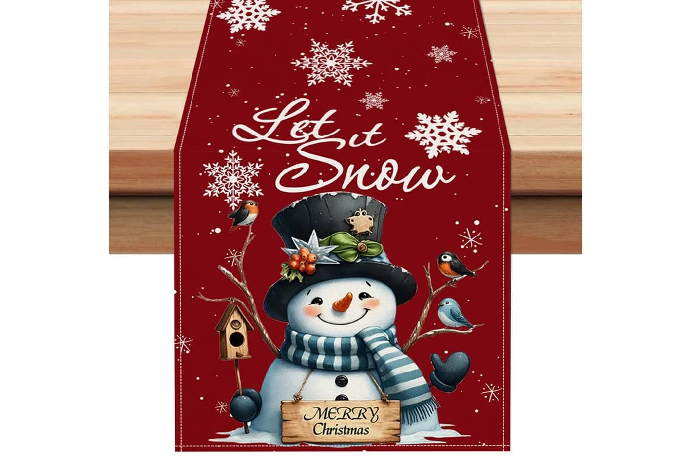 LAPAPRO Weihnachtlicher Leinen Tischläufer mit Druck Festliche Tischdekoration - Bild 2