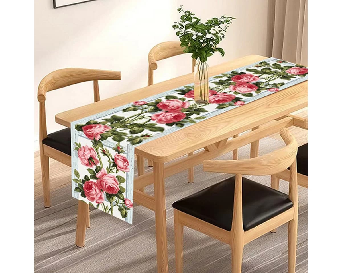 LAPAPRO Tischläufer Rosa Rose Leinen Pastoraler Stil