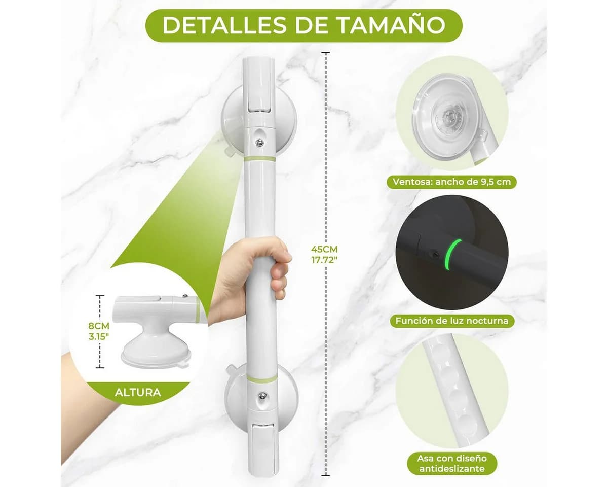 LAPAPRO Haltegriff mit Saugnapf 2er-Pack für Dusche & Badewanne