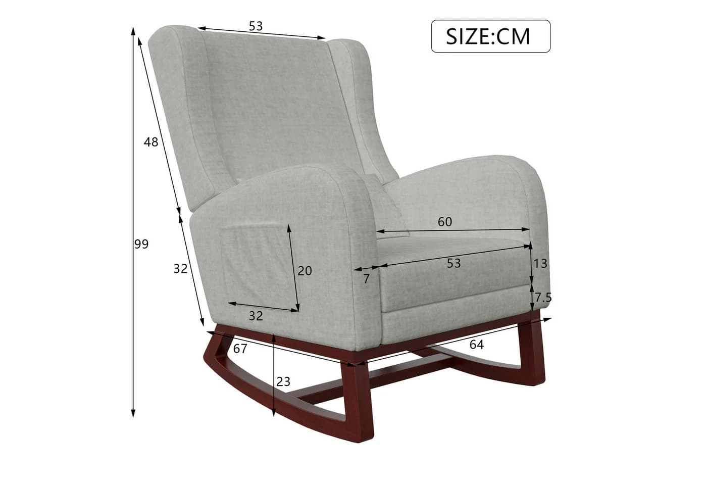 PXloue Schaukelstuhl Ergonomischer Schaukelstuhl mit Nackenstütze und feuerfester Basis - Bild 3