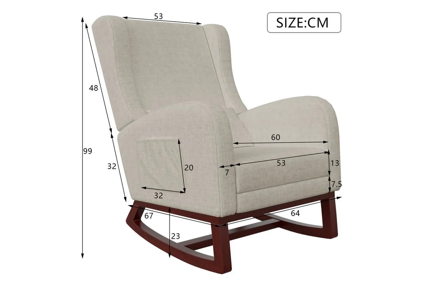 PXloue Schaukelstuhl Ergonomischer Schaukelstuhl mit Nackenstütze und verstellbarer Fußstütze - Bild 3