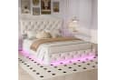 PXloue Polsterbett mit RGB LED-Beleuchtung und Stauraum - Beige Bild 2