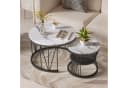 NMCXXO Couchtisch 2er Set Schwarz Metall Marmor-Optik Modern Industrial Bild 2
