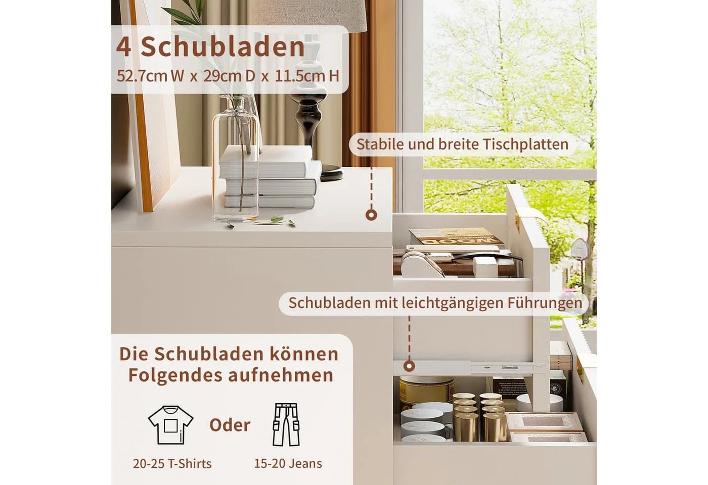 NMCXXO Anrichte Moderner Schubladenschrank Weiß mit goldenen Akzenten - Bild 5
