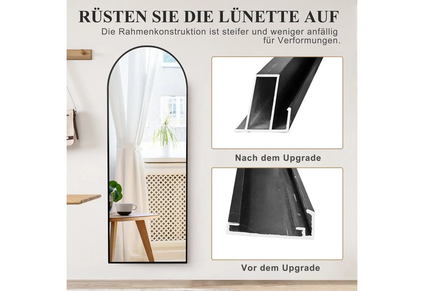 PXloue Ganzkörperspiegel Großer Ganzkörperspiegel Modernes Design Freistehend - Bild 4
