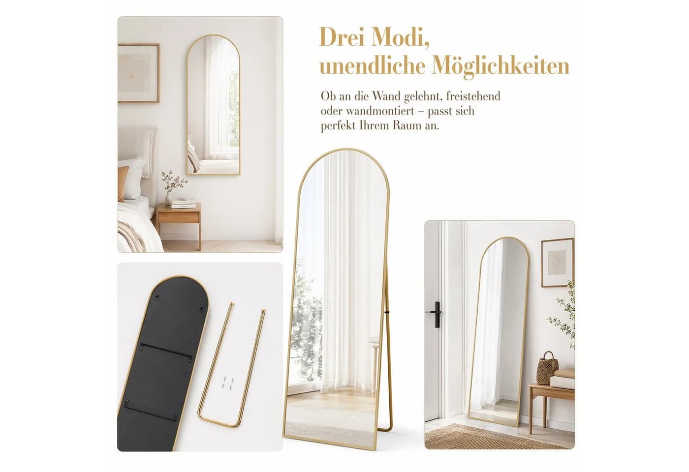 PXloue Ganzkörperspiegel Großer Ganzkörperspiegel Modernes Design Freistehend - Bild 4