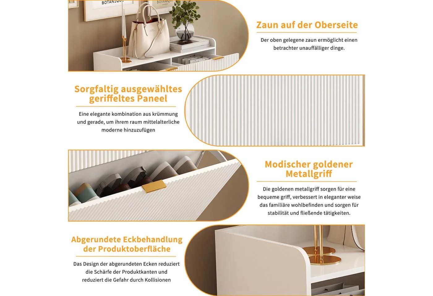 PXloue Schuhschrank Weiß mit zwei Schubladen und zwei Klappen - Bild 4
