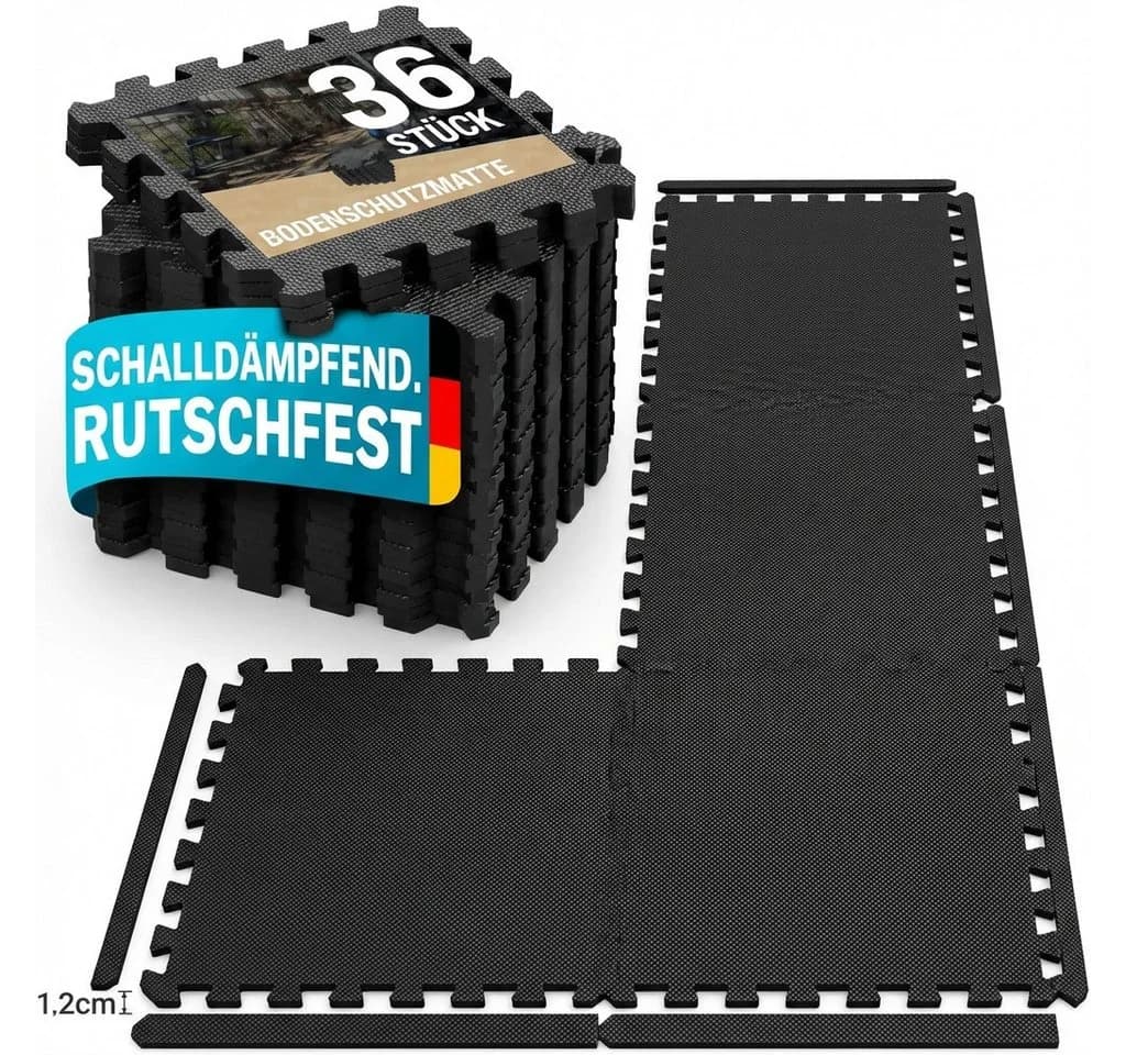 POPOLIC Puzzle-Teppichset 36-tlg. Schwarz - Bild 2