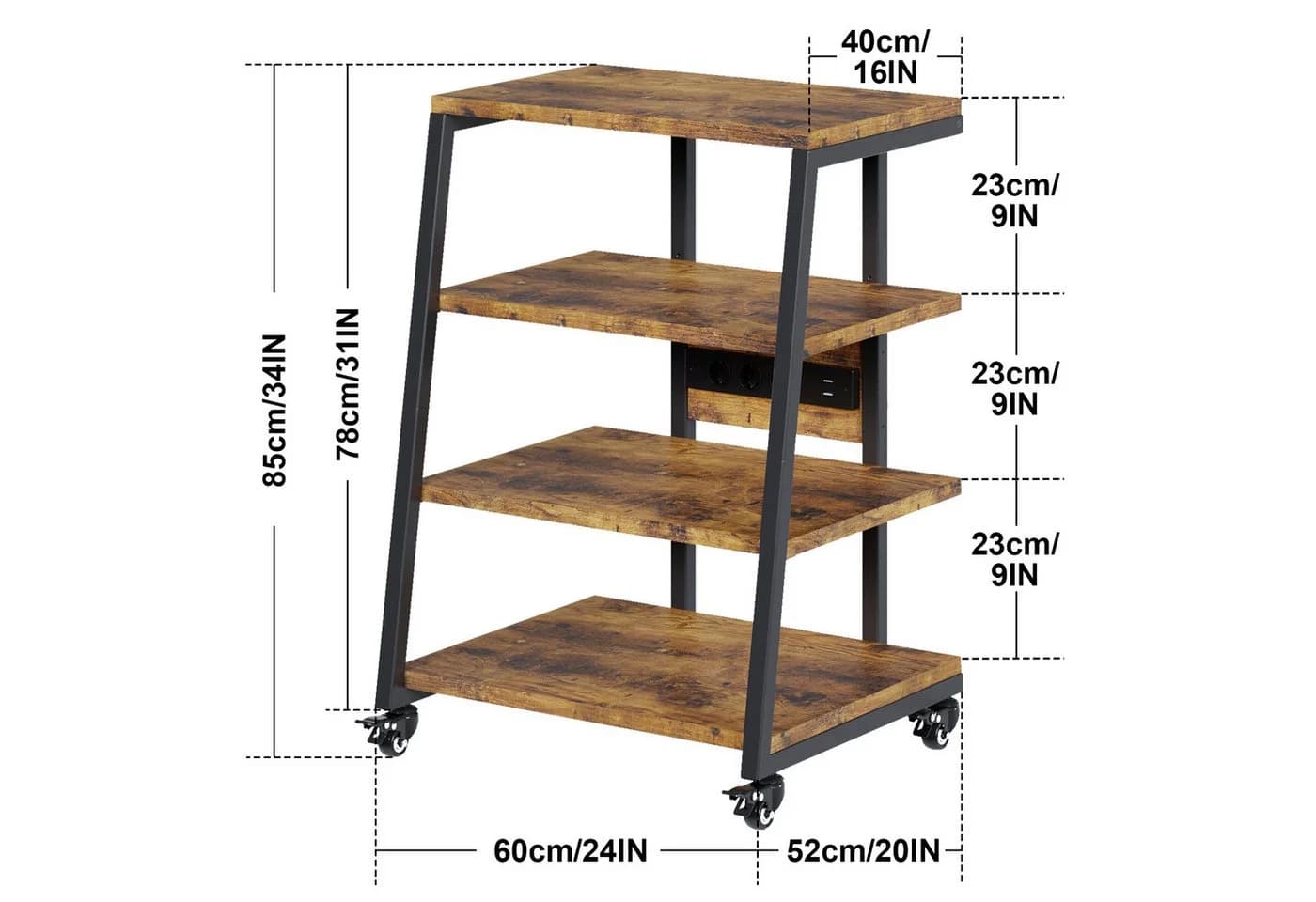 XERSEK TV-Regal HiFi Rack mit Rädern und LED Lichtern - Bild 5