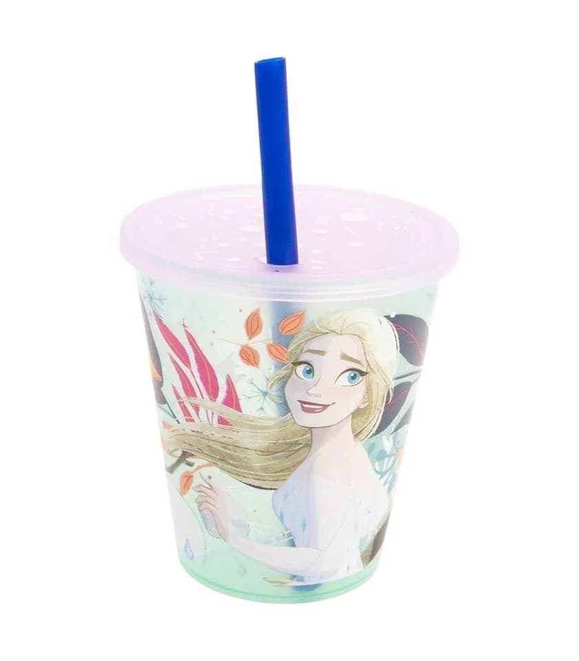 Disney Frozen Kinder Becher Set 4-teilig 285 ml mit Deckel & Trinkhalm