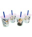 Disney Frozen Kinder Becher Set 4-teilig 285 ml mit Deckel & Trinkhalm Bild 2