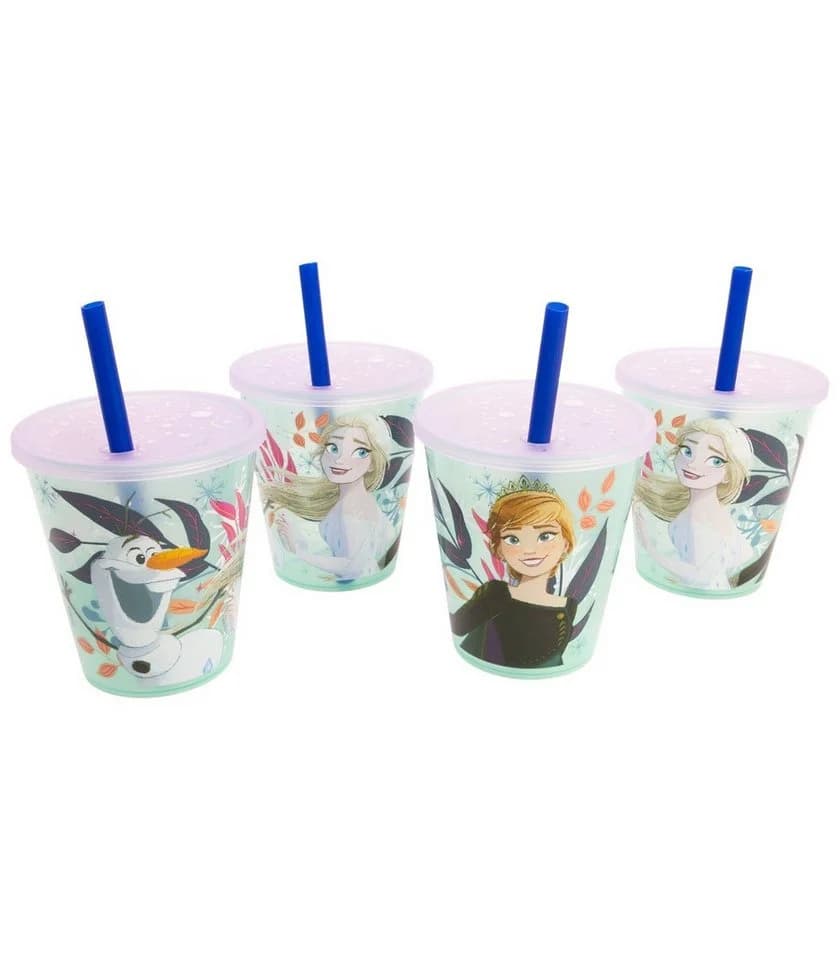 Disney Frozen Kinder Becher Set 4-teilig 285 ml mit Deckel & Trinkhalm - Bild 2