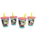 Disney Mickey Mouse Kinder Becher Set 4-tlg. 285 ml mit Deckel & Trinkhalm Bild 2