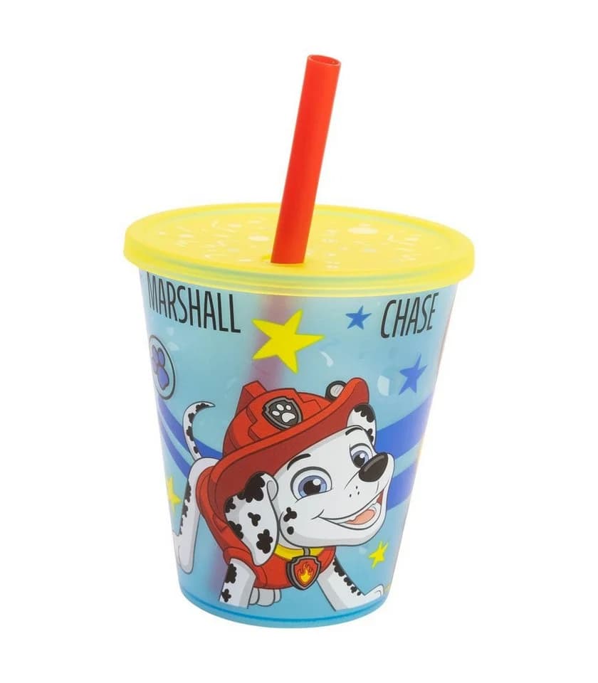 Paw Patrol Becher Set 4-teilig 285 ml mit Deckel und Trinkhalm