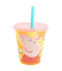 Peppa Pig Kinder Becher Set 4-teilig 285 ml mit Deckel & Trinkhalm Bild 1