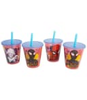 Spiderman Kinder Becher Set 4-teilig 285 ml mit Deckel und Trinkhalm Bild 2