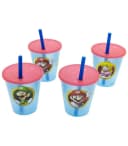 Super Mario Kinder Becher Set 4-teilig 285 ml mit Deckel und Trinkhalm Bild 2