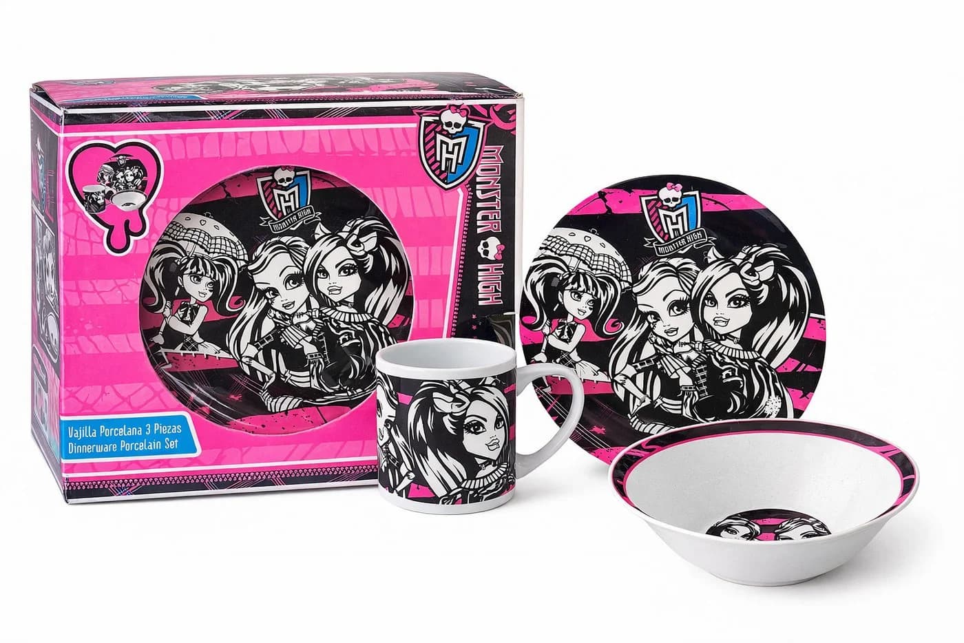 Rungassi 3-teiliges Monster High Keramik-Set Schale Teller Tasse Bunt - Bild 2