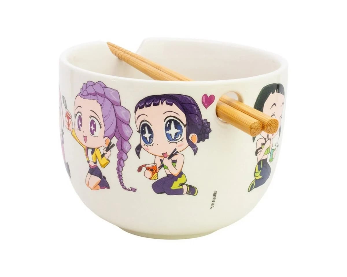 K-Pop Demon Hunters Ramen Schüssel Keramik 2515 ml mit Stäbchen & Geschenkbox - Bild 2